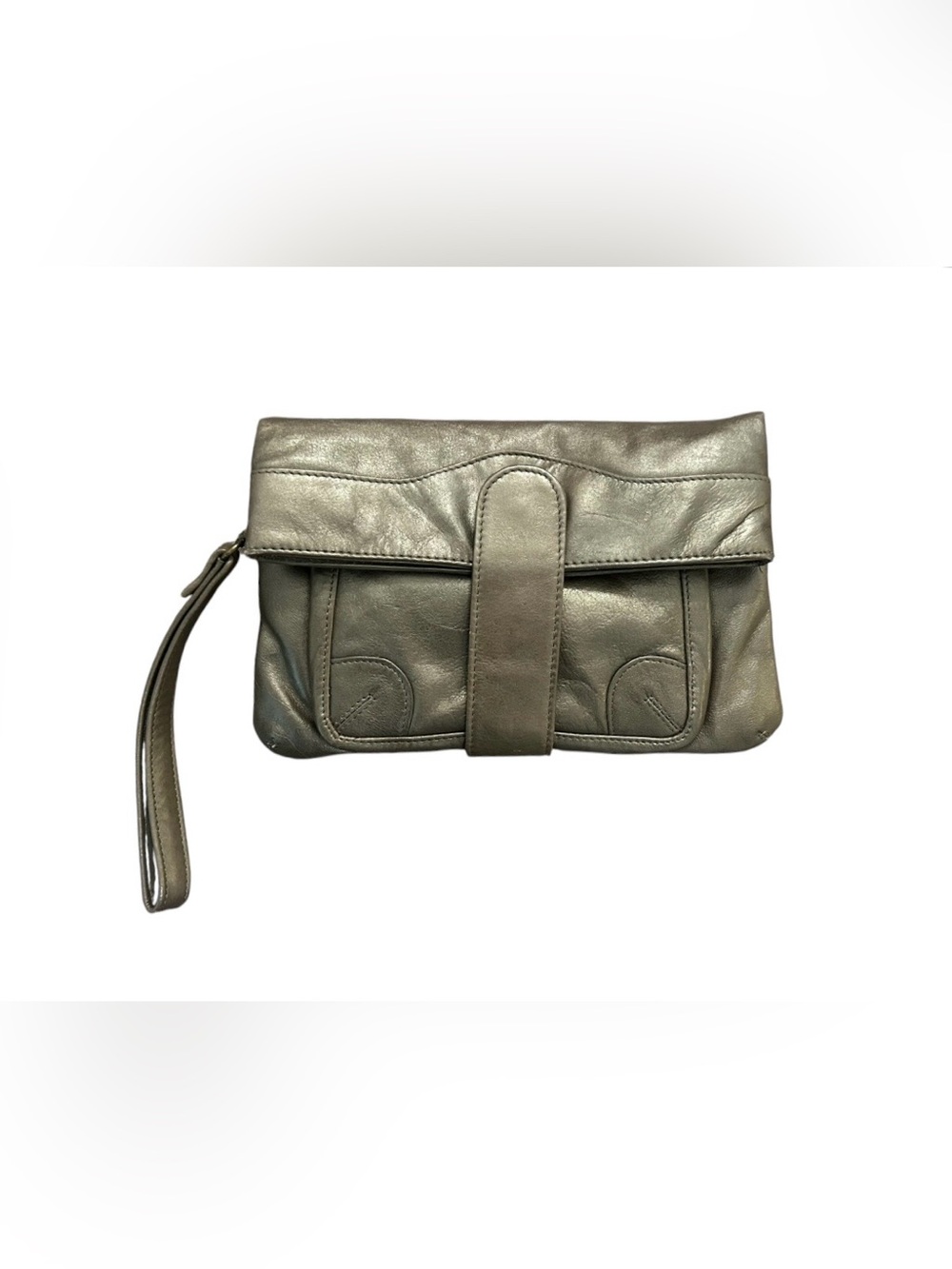 Latico bronze metallic leather wristlet / clutch